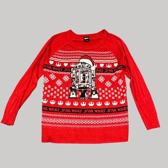 Star Wars R2-D2 Christmas Sweater Red Acrylic Large - Picture 1 of 13